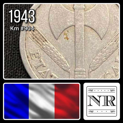 Francia - 2 Francos - Año 1943 - Km #904 - Estado De Vichy