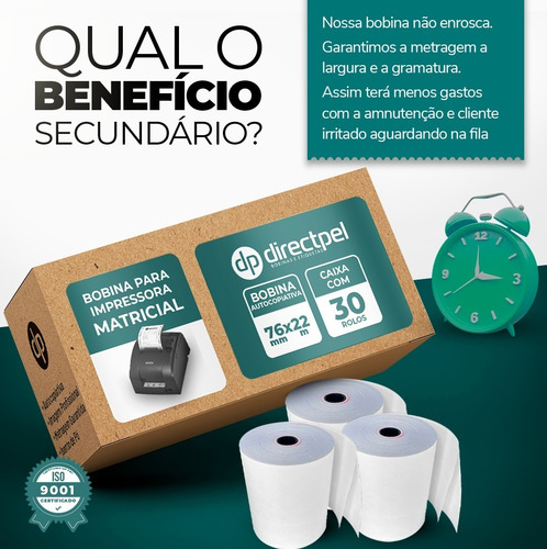 Directpel Bobina Autocopiativa 76x22 2 Vias Mp20 E Mais