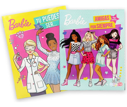 Set 2 Libros Para Colorear Barbie Tú Puedes Ser..., Amigas 