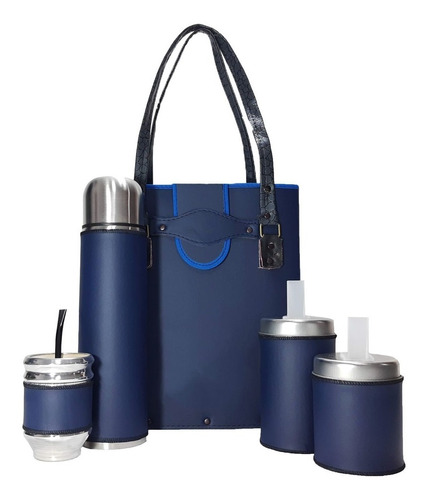 Set Matero Equipo Kit De Mate Liso Azul, P/g, Marbry Shop