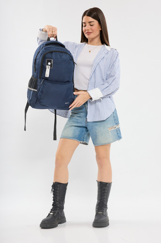 Mochila De Colores Unisex Con Moda Urbana Nueva Importada Azul Marino Liso