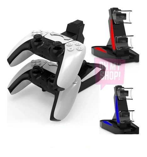Imagen 1 de 8 de Base Soporte Cargador Doble 2 Joysticks Ps5 Play 5 Carga
