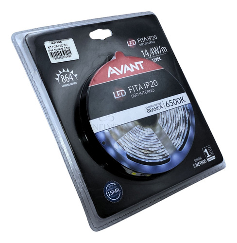 Fita De Led + Fonte 14,4w Branco Frio 6500k Avant Quarto