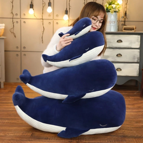 Imagen 4 de 6 de Peluche Almohada De Ballena Azul 45cm