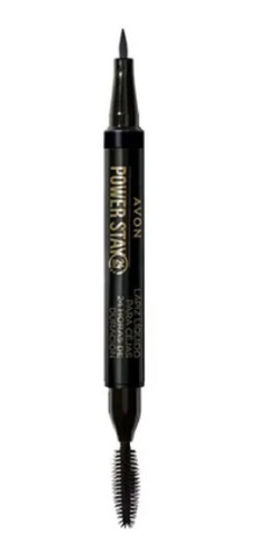 Delineador Dual Para Cejas Power Stay Tono Soft Black Avon