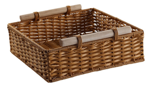 Cesta Tejida A Mano Contenedor De Almacenamiento 29x29x11 Cm