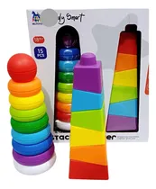 Comprar Juego De Torres Apilables Multicolor Para Bebes Didactico
