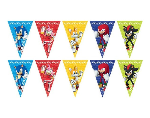 Banderín Guirnalda Sonic Para Cumpleaños 3 Metros