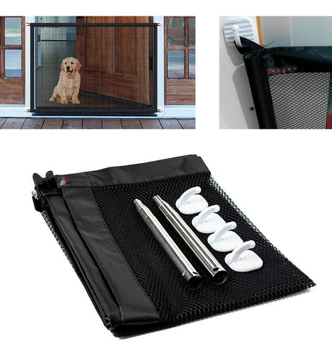 Malla De Seguridad Para Mascotas O Bebes Puerta De Seguridad Color Negro