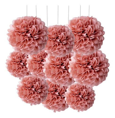 9 Pompon Papel Seda Rosa Polvoriento Palisandro Malva Flor