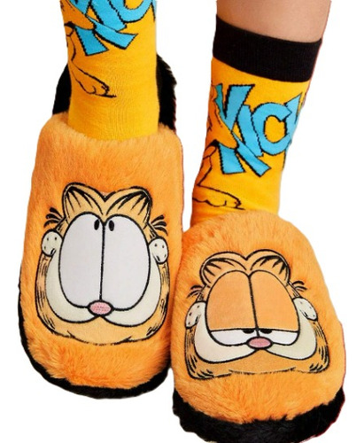 Pantuflas Garfield Gatito Naranja De Felpa Dibujos Animados 