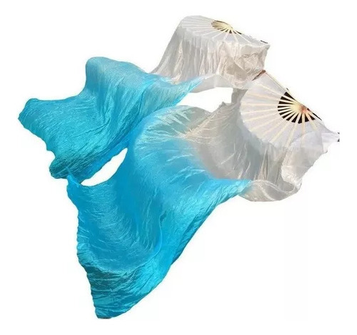 Abanicos De Seda Danza Arabe De 1,8 Mt, 2 Piezas Color Sky Blue 1.8m