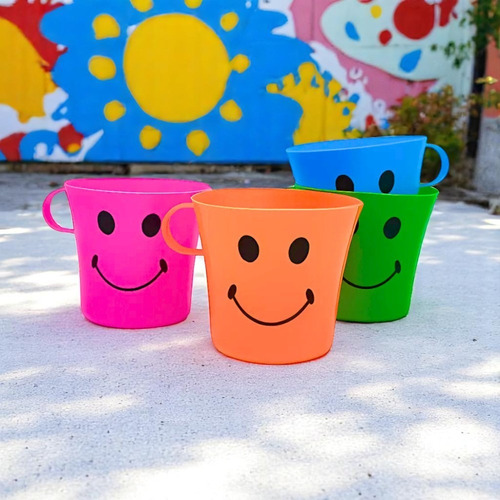 4 Pz Juego De Vasos Infantiles Tazas Caritas 4 Colores
