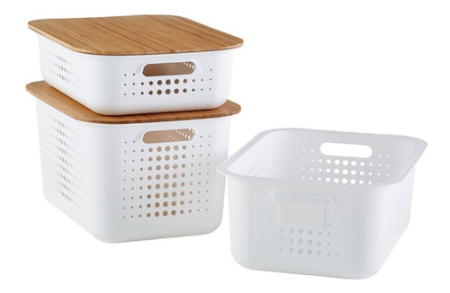 Imagen 2 de 6 de Canasto Mediano Blanco Suecia 100 % Reciclado Organizza