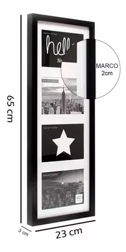 Marco De Fotos Múltiple Para 4 Fotos Moderno Negro De Madera De