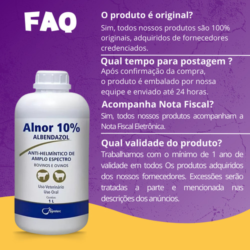2 Alnor 10% Syntec Vermífugo Bovinos E Ovinos - 1 Litro