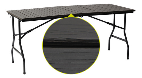 Mesa Rectangular Plegable Acabado Tipo Madera Plástico Hdpe Ligera Folding Table Mesa Premium Para Terraza Jardín Eventos De 1.66m