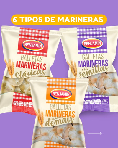 Galletas Marineras Benjamin Clasica Con Sal 12 X 300gr