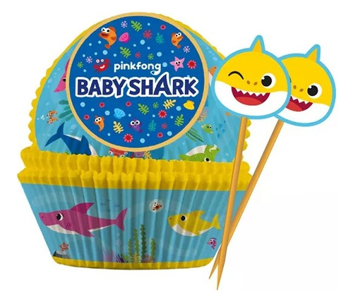 12 Capsula Para Cupcakes Baby Shark Capsulas Cupcake Capsula