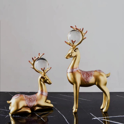 2 Uds Figuritas De Ciervos Modernas Esculturas De Reno