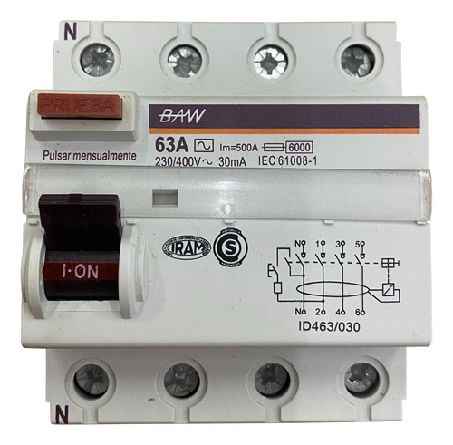 Disyuntor Interruptor Diferencial Tetrapolar 63a