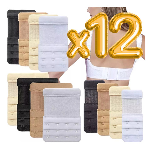 Extensiones Bra Brasier Mujer Extensores 3 Ganchos 12pzs F