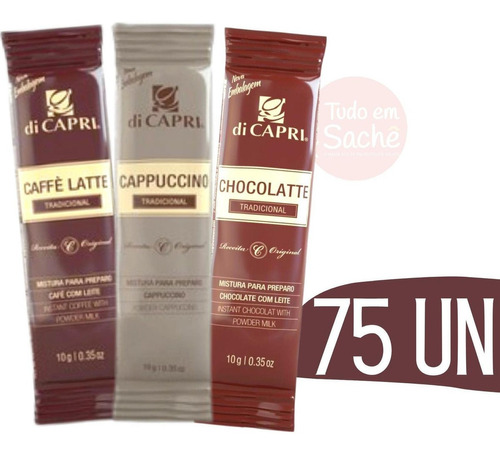 Kit Chocolate + Cappuccino + Café Com Leite Sache Em Pó 75un