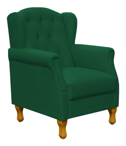 Poltrona Decorativa Sala De Estar Yara Suede Verde Musgo Cor Verde-musgo Desenho do tecido Liso