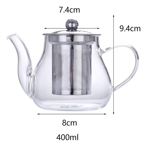 Tetera De Vidrio Transparente, Té De Kung Fu Soplado 400ml