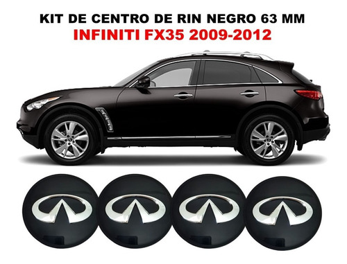 Kit De 4 Centros De Rin Infiniti Fx35 2009-2012 Negro 63 Mm