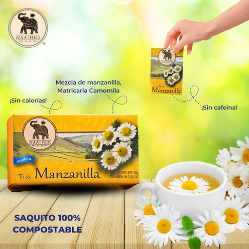 Te Manzanilla 20 Sobres Refrescante Relajante Sin Cafeína