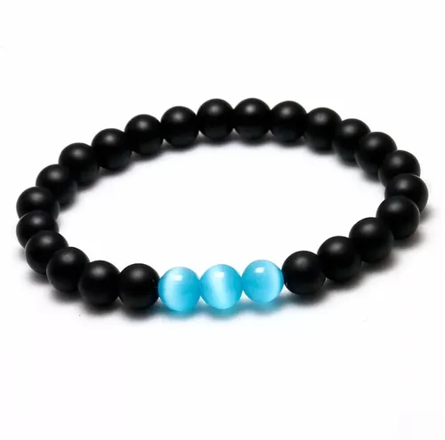comprar Pulsera Piedra Ojo De Gato Y Onix Moda 2021 Unisex