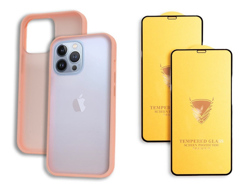 Funda Case Uso Rudo Para iPhone +2 Micas Protectoras Premium