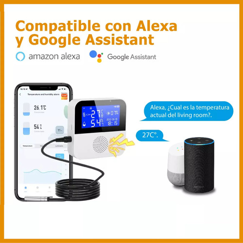Panel Digital Sensor De Temperatura Y Humedad C/ Sonda Smart