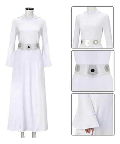 Morrowind Disfraz De Leia Para Mujer, Bata Blanca Con Capuch