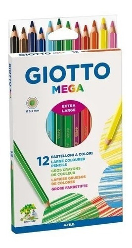 Lapices De Colores Giotto Mega X12 Extra Grueso 
