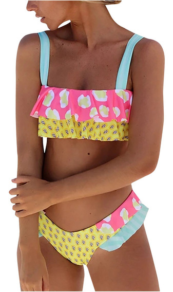 Bañador Mujer Color Tube Top Strappy Bikini 9655 