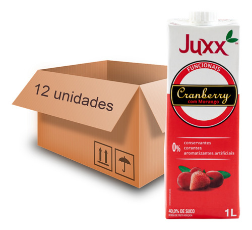 12x Suco De Cranberry Com Morango Juxx 1l
