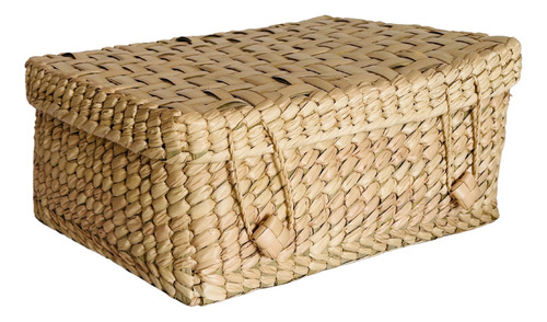 Set 2 Canasta Caja De Palma Con Tapa Natural
