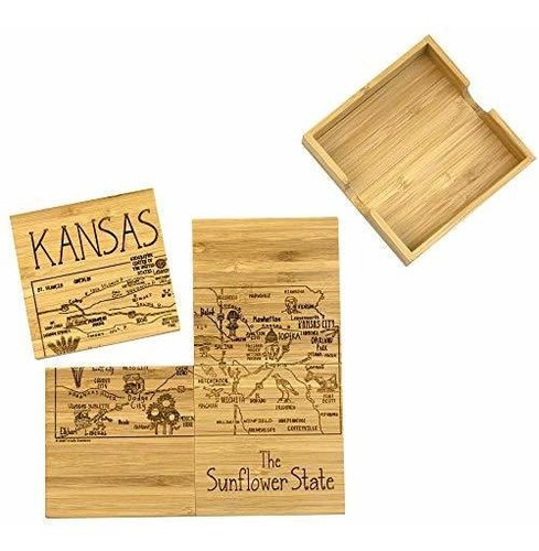 Totally Bamboo Kansas State Puzzle Juego De Posavasos De Bam