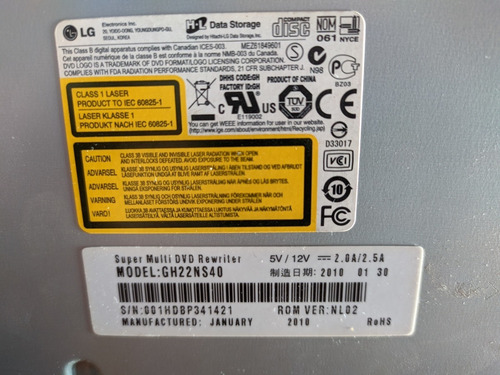 Imagen 4 de 4 de Lector Y Quemadora Cd/dvd LG Pc Sata Gh22ns40