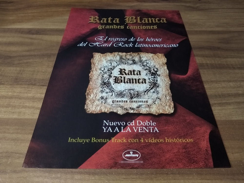 (pd656) Publicidad Rata Blanca * Grandes Canciones * 2001