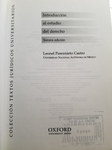 A0 Introducción Al Estudio Derecho Leonel Pereznieto Castro (Usado)