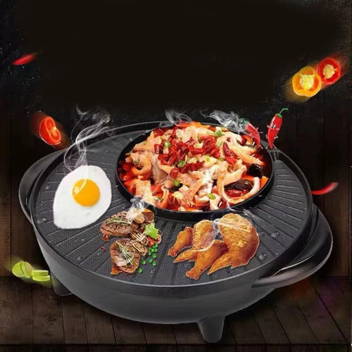 Parrilla Eléctrica Con Olla Caliente, Parrilla De 36cm
