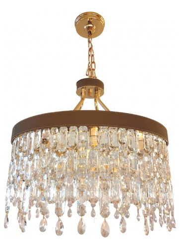 Lustre Pendente Redondo Cristal Sindora Dcd00282 60cm G9 Cor Dourado bivolt