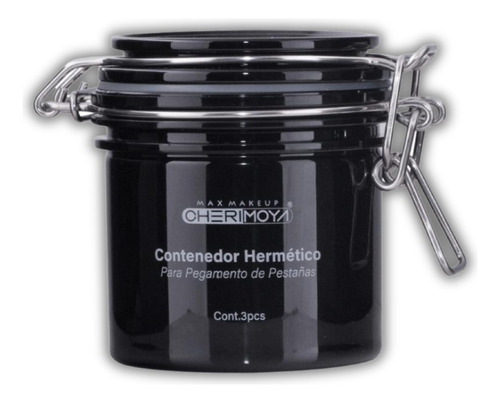 Contenedor Hermetico Para Adhesivo Pestañas Cherimoya 200ml Color Negro