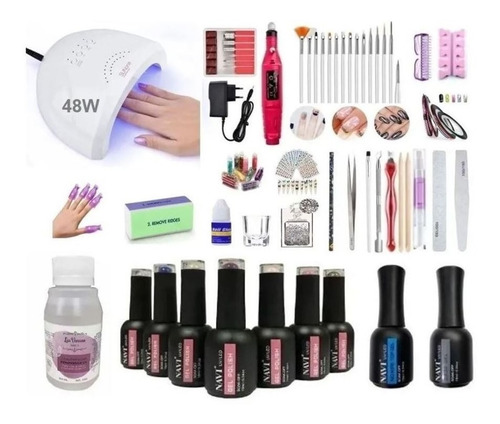 Kit Inicial X60u Completo Uñas 48w Deco Art Cabina Torno