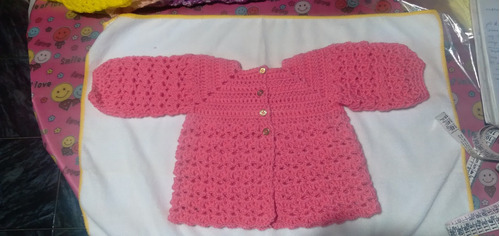 Camperita Crochet Rosa Con Botones 