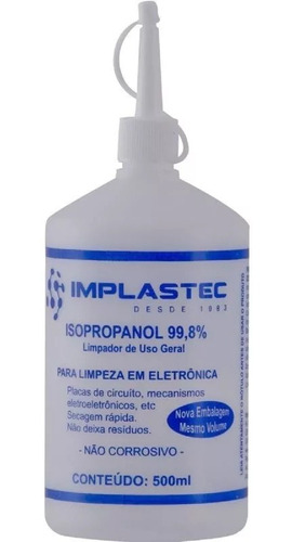 Álcool Isopropílico 500ml Isopropanol Implastec Multiuso Bom