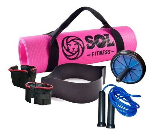 Set De Yoga Sport Maniac Mat 5mm + Rueda Abdominal + Soga